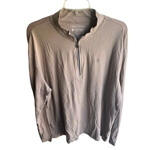 Coolibar Mens XL Tan 1/4 Zip UPF 50 Relaxed Fit Long Sleeve Pullover